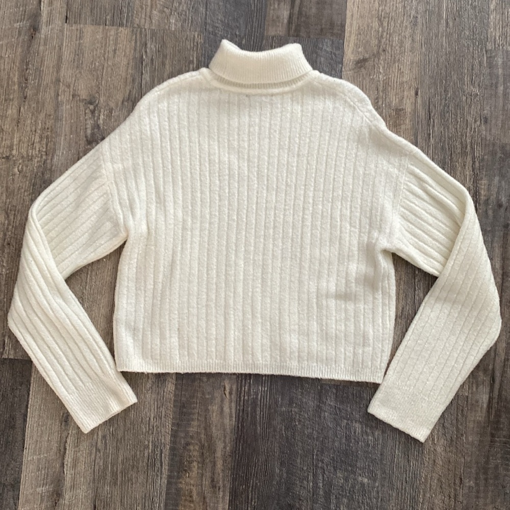 ASOS Cream Ribbed Turtleneck Sweater - Picture 2 of 5